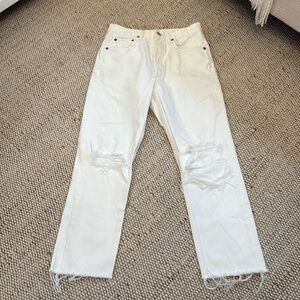 Agolde Riley Crop High Rise Straight Jeans in The Color Veil White Sz 27